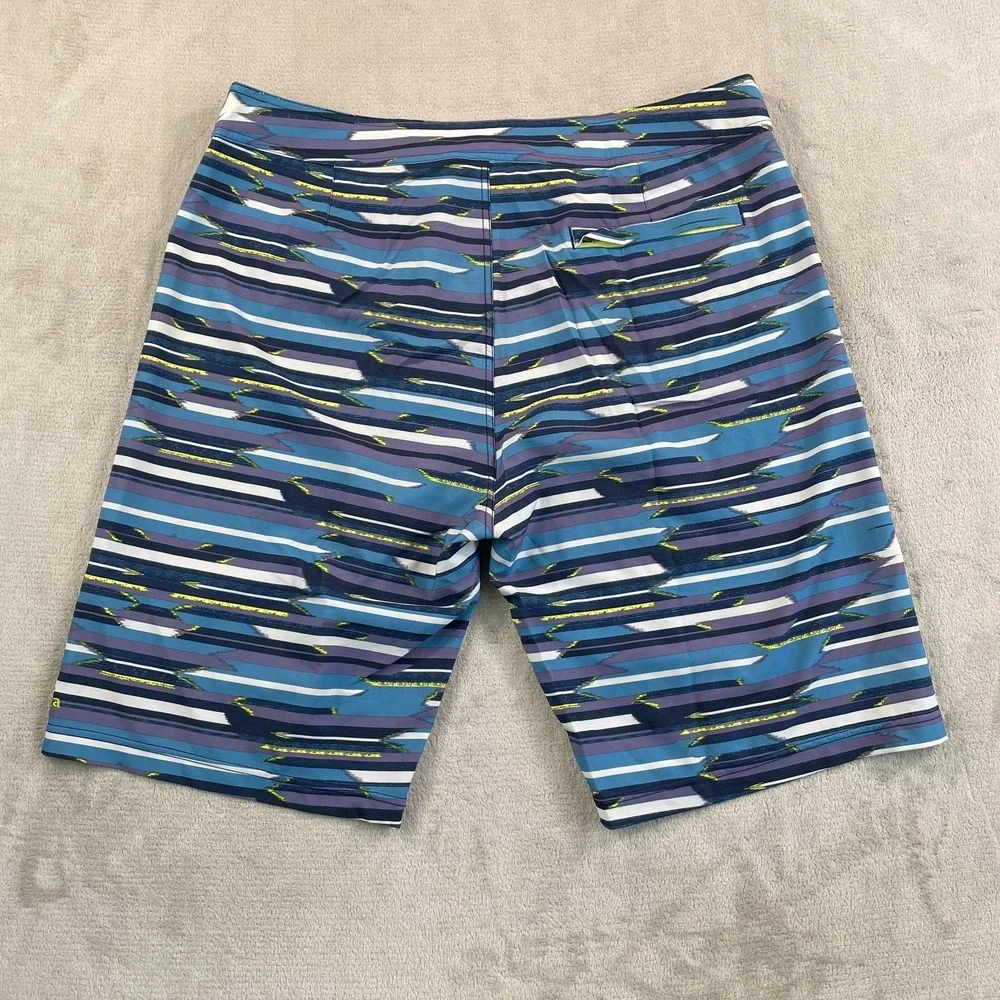 prAna Sediment Swim Board Shorts Men 38 UPF50‎ Zip Pocket Recycled Poly Beach